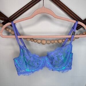 NEW Victoria's Secret Purple Blue Lace Very Sexy Unlined Demi Bra 34c
